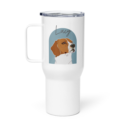 Custom Pet Portrait Travel Mug with a Handle