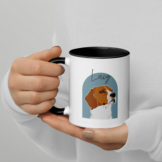Custom Pet Portrait 15 oz Mug WHITE with Black inside