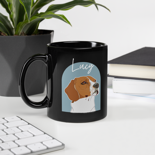 Custom Pet Portrait 15 oz Mug BLACK
