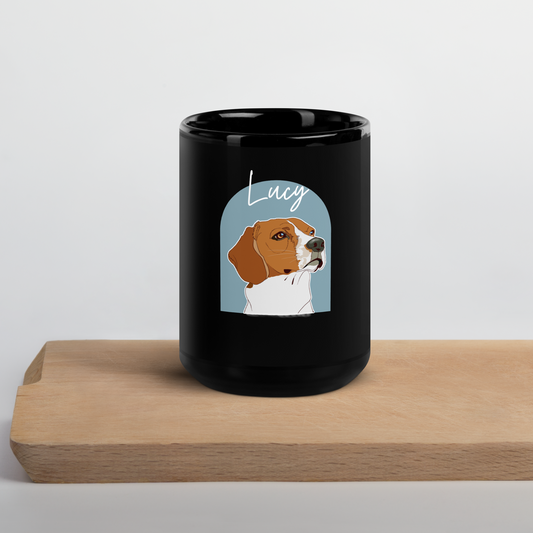 Custom Pet Portrait 15 oz Mug BLACK