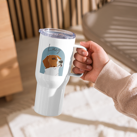 Custom Pet Portrait Travel Mug with a Handle