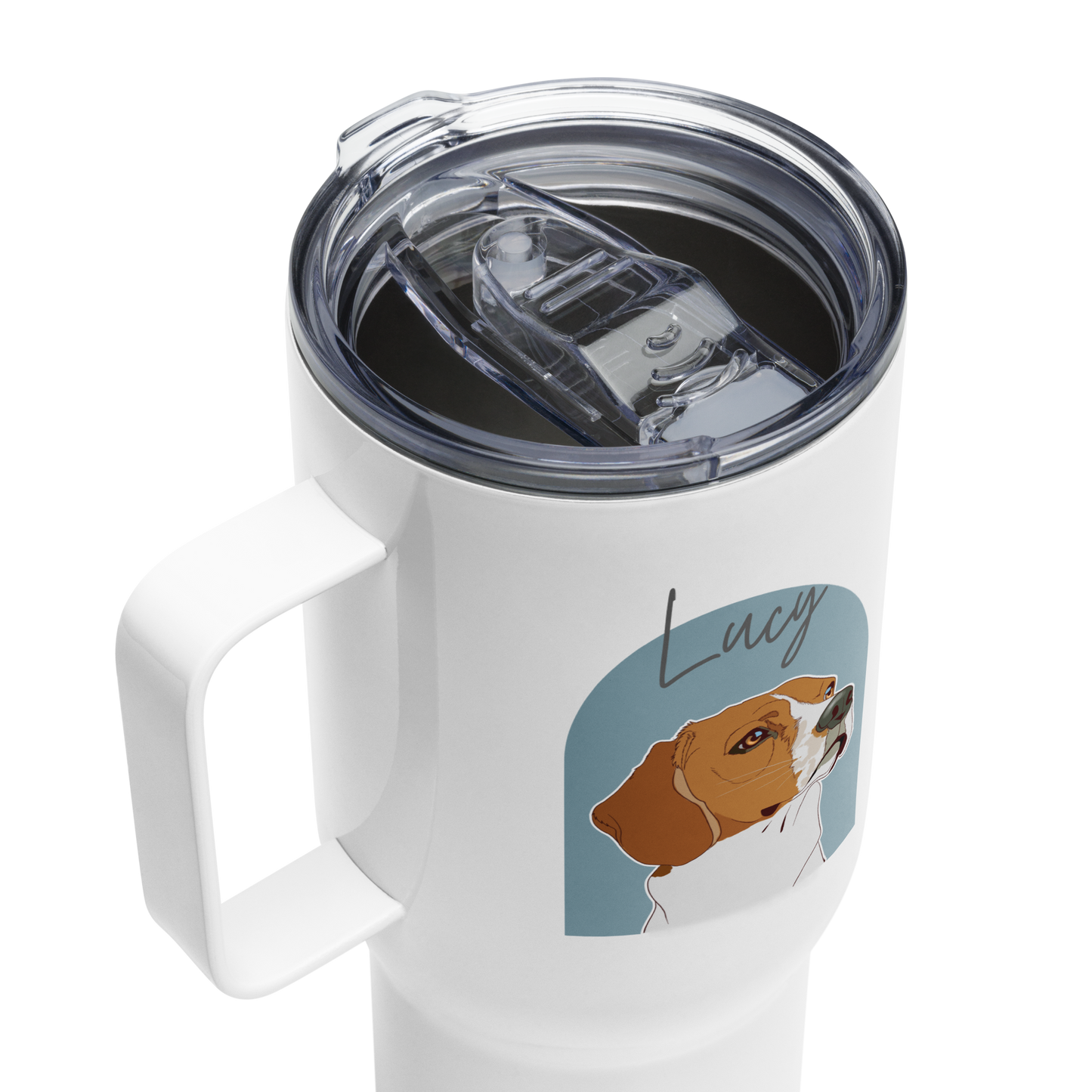 Custom Pet Portrait Travel Mug with a Handle