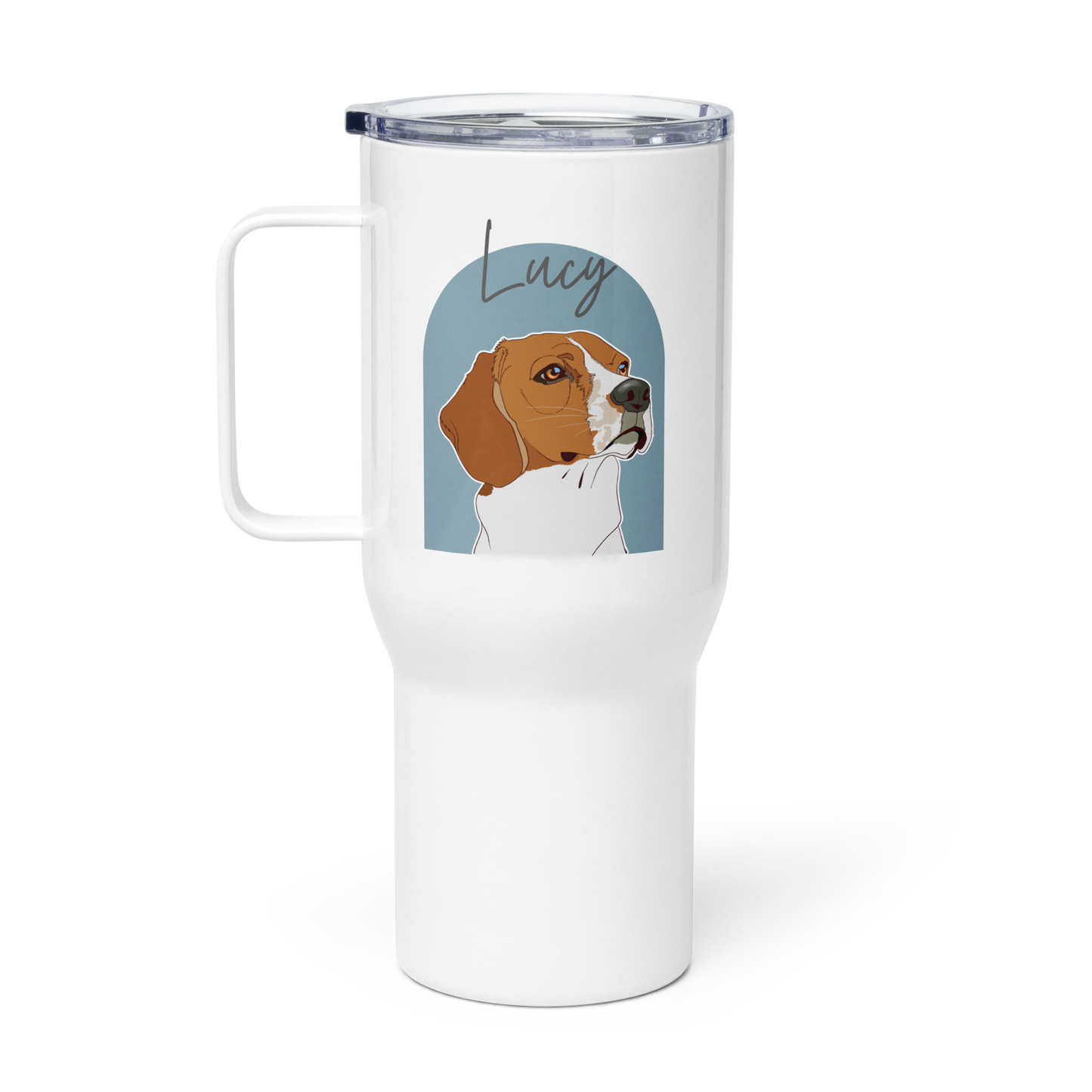 Custom Pet Portrait Travel Mug with a Handle