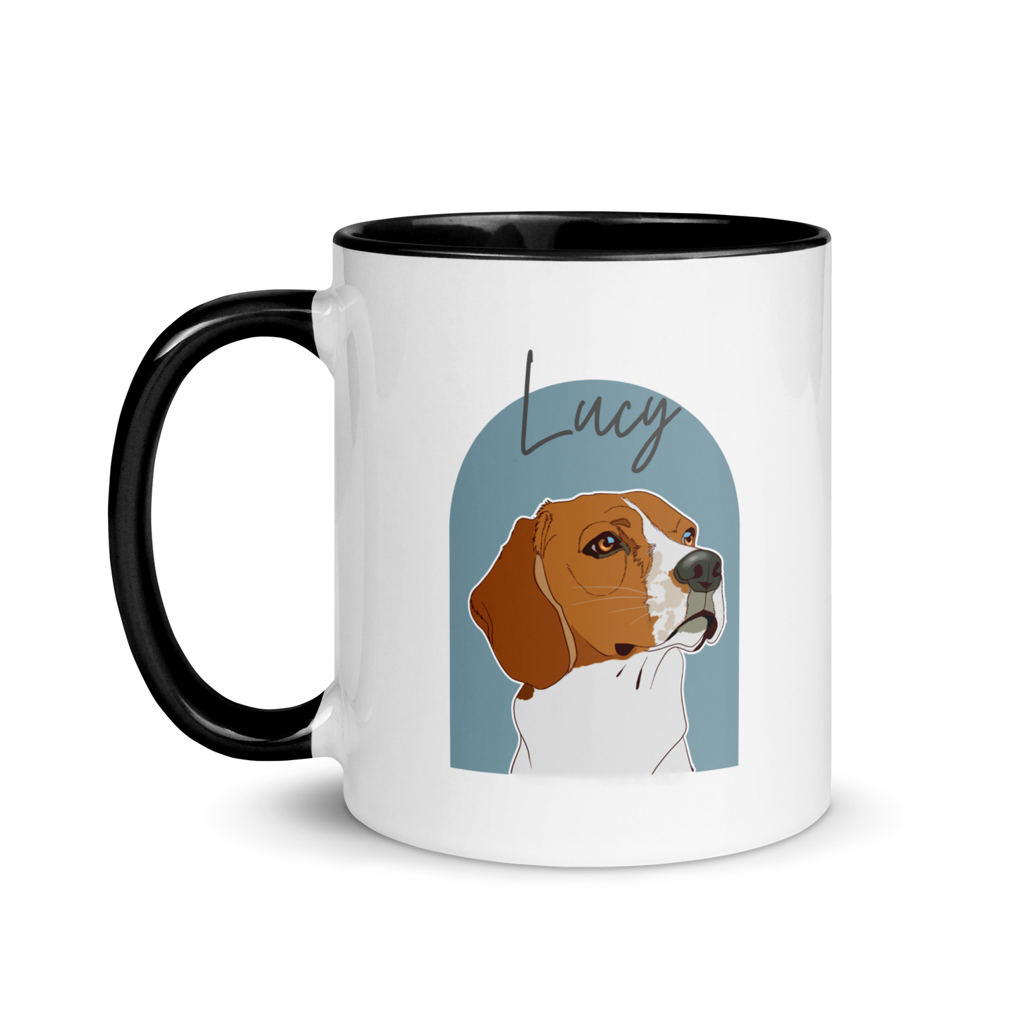 Custom Pet Portrait 15 oz Mug WHITE with Black inside